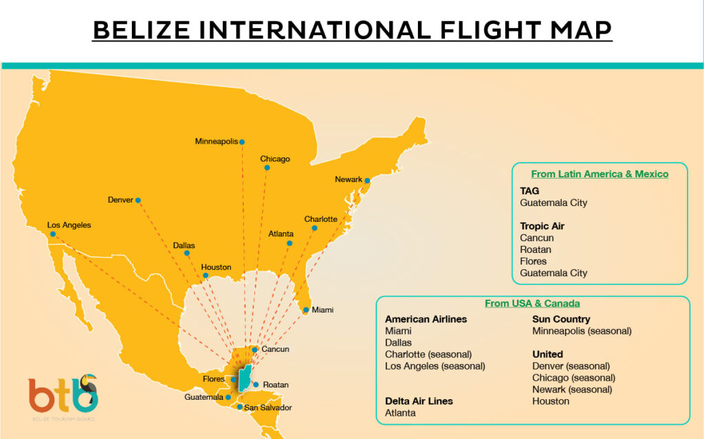 belize location and US flights